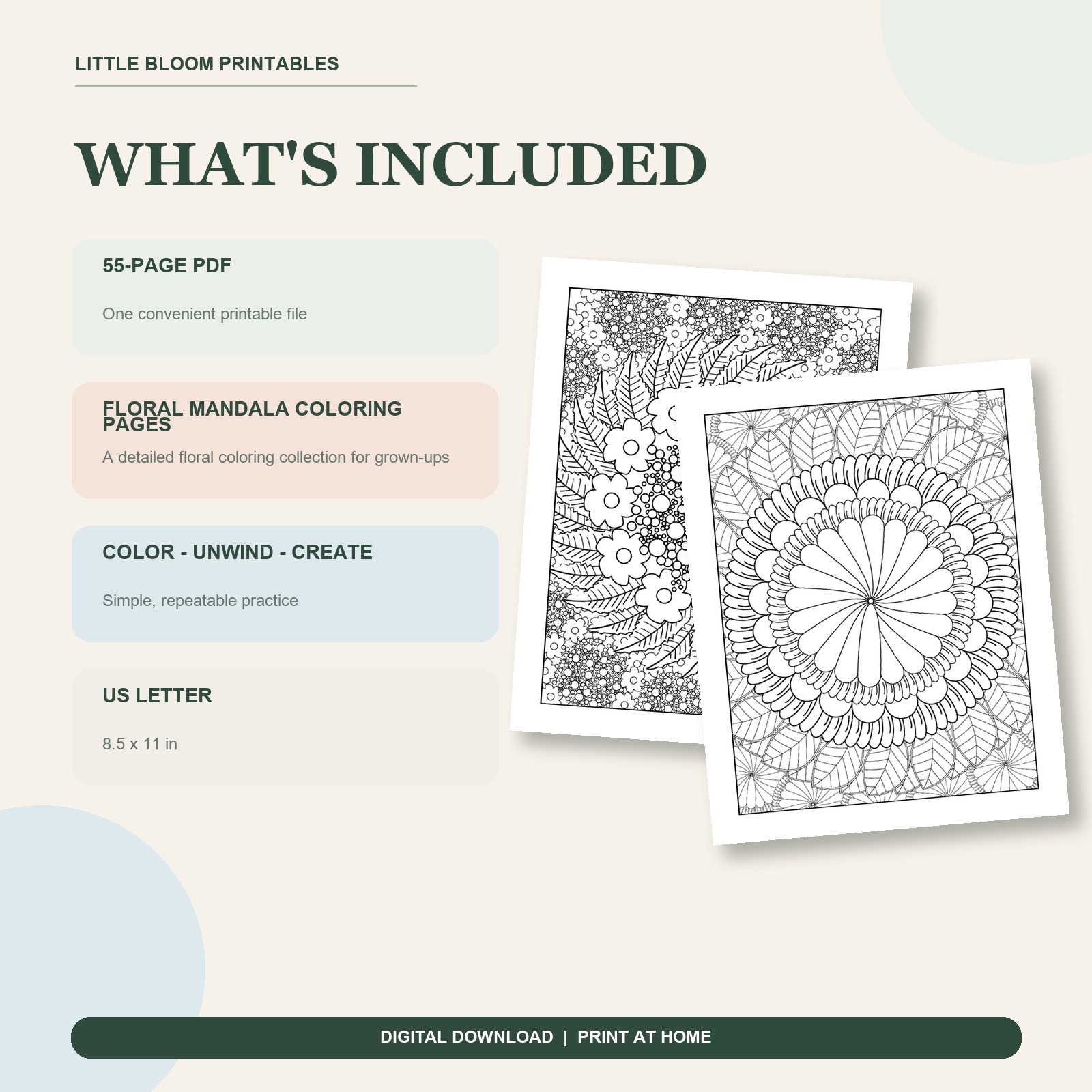 Floral Mandala Coloring Pages for Adults - 55 Printables - Image 2