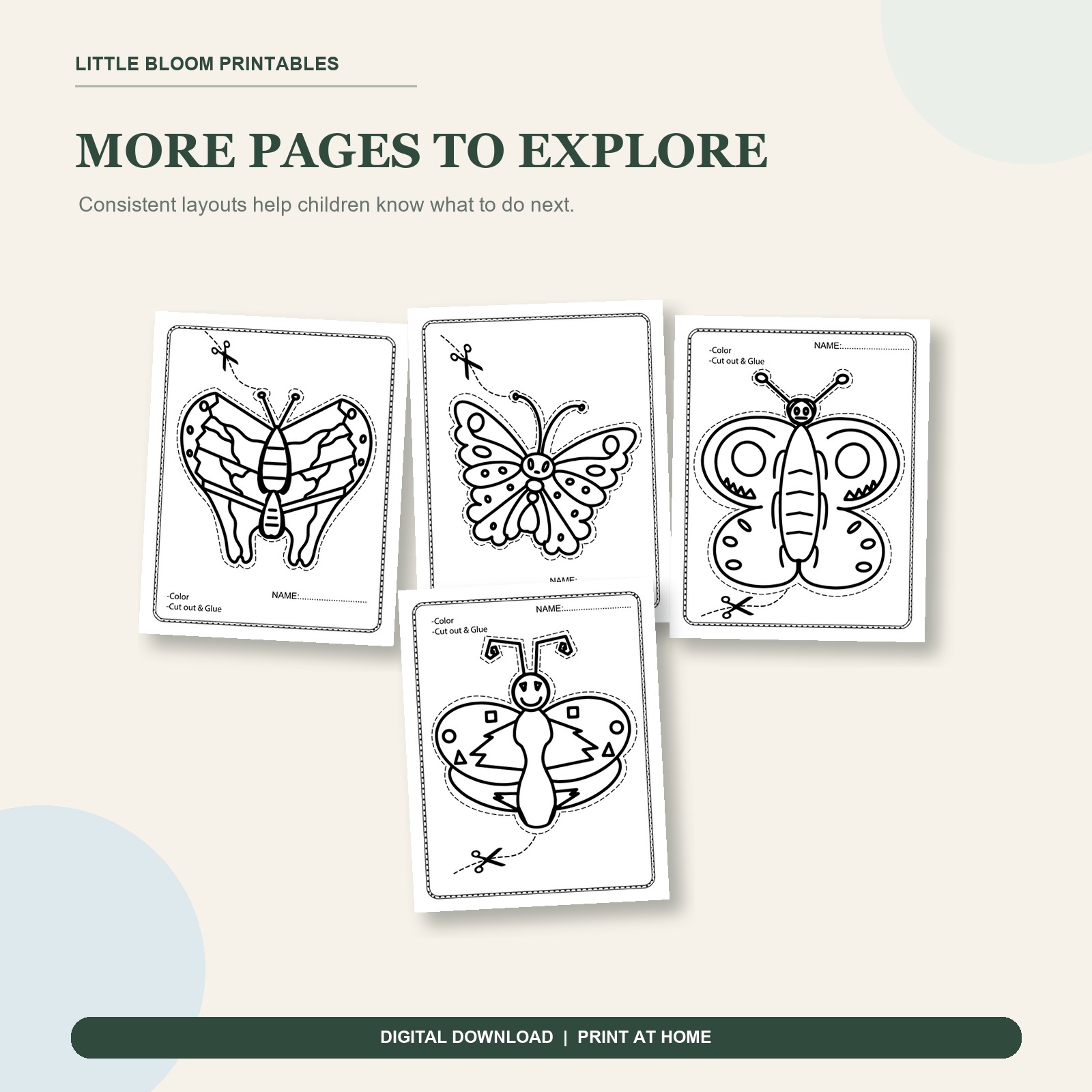 More worksheet previews from Butterfly Scissor Skills