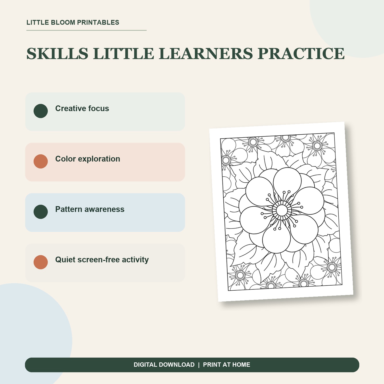 Skills practiced with Floral Mandala Coloring Pages
